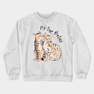 Bengal Cats Love Fur Babies Watercolor Art Crewneck Sweatshirt